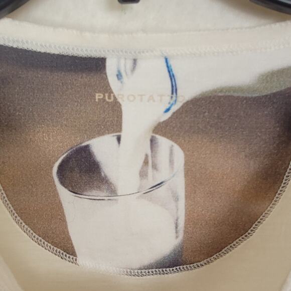 New Purotatto Cream micromodal t-shirt size small Italian Designer Luxe Minimal - Picture 3 of 9